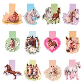 Svalor Magnetische Lesezeichen, 12 Stück Lesezeichen Kinder, Pferd Magnetische Lesezeichen mit Pferdemotiven, Ideal für Schüler, Junge, Mädchen, Buchliebhaber