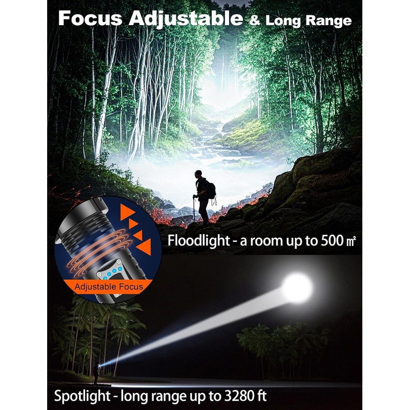 PHIXTON Rechargeable Flashlights High Lumens 10000 Super Bright Long Range