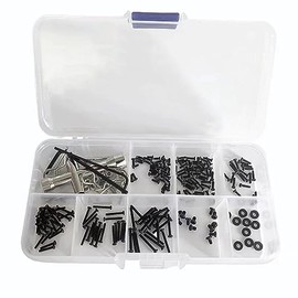 RC Screw Kit RC Repair Screws Box Universal RC Screws Kit M3 Screws &M4 Flat Washer RC Screws Kits for Axial 90081 AXI00001/2/5/6 SCX24 1/24 RC Car Truck Screws Box
