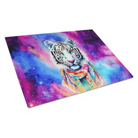 Caroline's Treasures DAC4048LCB Hippie Animal White Tiger Glass Cutting Board Decorative Tempered Glass Kitchen Cutting and Serving Board Large Size Chopping Board