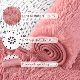 Chicrug Soft Runner Rug for Bedroom Living Room Plush Fluffy Rug 2x6 Feet, Shag Furry Runner Rug Carpet Non Shedding for Nursery Children Kids Girls Room Home Decorative, Blush