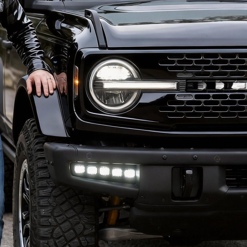 Led DRL Fog Lights with Amber Turn Signal for Bronco