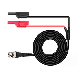 & Analysis Instruments Digital Multimeters & Oscilloscopes - BNC Q9 to Dual 4mm Stackable Shrouded Banana Plug with Test Leads Probe Cable 100CM