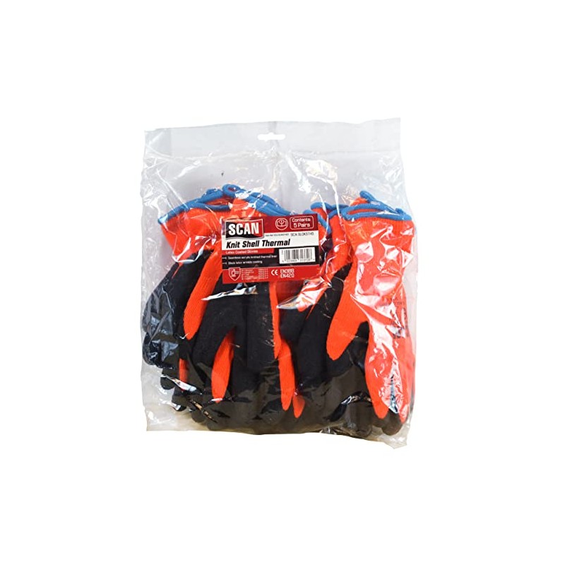 Scan SCAGLOKSTH5 Knitshell Thermal Latex Coated Gloves - Orange -