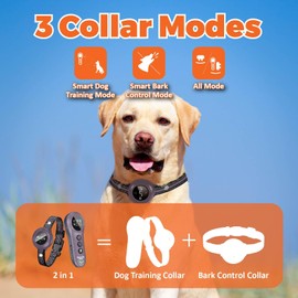 Neoally 2 in 1 Dog Training and Bark Control Collar: Smart Anti Barking Collar with and with No Remote for 5-150 lbs Small Medium Large Dogs. Rechargeable and Waterproof Receiver (Purple)