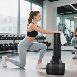 FODOKO Sports Small Gym Bag for Women, Travel Duffel Bags， Workout Yoga Tote， Cute Crossbody Women's Shoulder Handbags (Black)