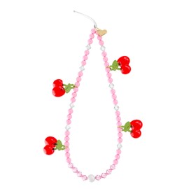 VELVET CAVIAR Phone Charm Wrist Strap - Cute Beaded Cellphone Wristlet - Lanyard Accessory for Women - Fits all Phone Cases (Sweet Pink Cherry)