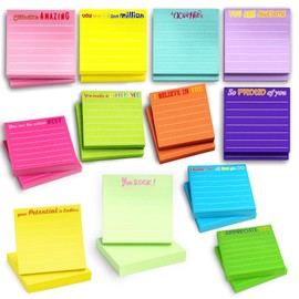 Motivational Sticky Notes 24 Pack, Lined 3x3 Inch Note Pads with Inspirational Quotes & Page Markers, Colorful Office Supplies, Positive Affirmation Notes for Coworkers, Teachers, Students & Nurses