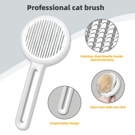 Cat Brush with Release Button for Indoor Cats,Cat Hair Brush for Long or Short Haired Cats,Cat Grooming Brush Cat Comb for Cat Dog Massage Self Cleaning Pet Brushes