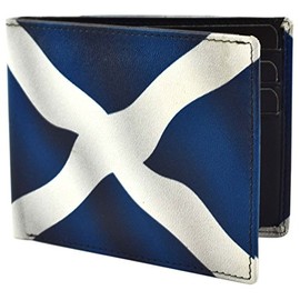 Mens Quality LEATHER WALLET with SCOTLAND FLAG Design by Retro