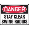 Accuform "Danger Stay Clear Swing Radius" Safety Sign, Plastic, 7