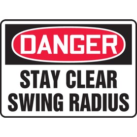 Accuform "Danger Stay Clear Swing Radius" Safety Sign, Plastic, 7 x 10 Inches (MEQM026VP)