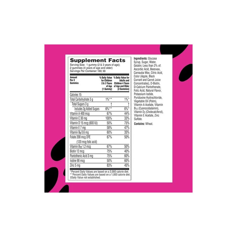 Gomitas Multivitaminico Niños 180 Vitamina A B C D E