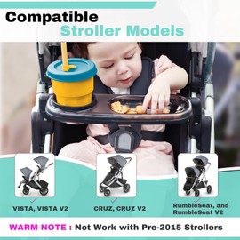 Snack Tray Fits for UPPAbaby VISTA/VISTA V2/ Cruz/Cruz V2/ RumbleSeat/RumbleSeat V2, Stroller Tray with Cup Holder & Recessed Bowl, Dishwasher Safe, Quick Attachment, Folds with Stroller