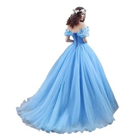 Datangep Wome's Blue Puffy Banquet Gown for Girl's Special Occasions US 14