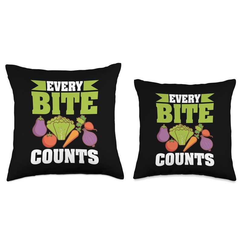 Every Bite Counts Veganism Design For Vegan Throw Pillow