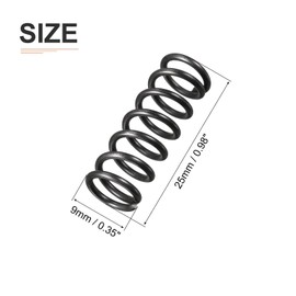 DTGN 1.2 x 9 x 25 mm (TxADxL) Compression Spring - Pack of 10 - Good for Machines - Spring Steel Extension Spring - Black