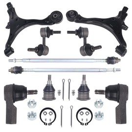 Autoround Front Suspension Kit Lower Control Arm w/Ball Joint Compatible with Honda CR-V 2002-2006, 10pcs - Sway Bar End Link Inner Outer Tie Rod Ends, K640399 K640400