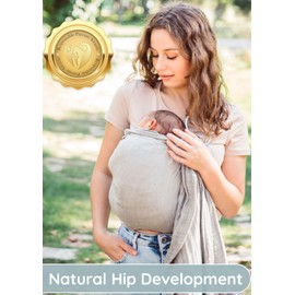 Ring Sling Baby Carrier – Breathable 100% Cotton Wrap for Infant Support, Baby Ring Sling – Grey Adjustable Muslin Fabric