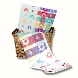 2-Pack KaWaii Baby Jacquard Cotton Blankets, Lightweight Soft Warm Bed Blanket, Double Layer Unisex Receiving Swaddle for Newborn to 12 Months 80 x 100 cm, Home Sweet Home