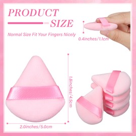 Reallnaive 6 Pcs Mini Triangle Powder Puffs, Finger Powder Puffs with Box, Soft Face Makeup Powder Puffs Reusable Makeup Puffs for Applying Loose Powder for Natural and Delicate Makeup (Pink)