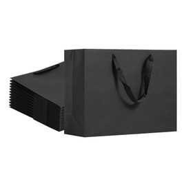 BoxeRock Black Gift Bags - 18 Pcs, Thick Cardboard Party & Wedding Gift Bags