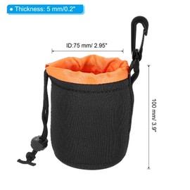 PATIKIL Camera Lens Bag, 1 Pcs 3" ID x 3.9" H Drawstring Lens Pouch with Thick Protective Neoprene, Lens Case for DSLR Camera Lens, Water Coffee Cups Black, Orange