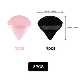 8 Pcs Powder Puff Face Triangle,2 Colors Face Makeup Puff Wet Dry Dual-Use,Face Powder Puff for Under Eye Makeup Applicator(Pink&Black)