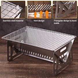 Mini Camp Grill, Portable Stainless Steel Grill, Portable Mini Grill for Outdoor Camping（Small）