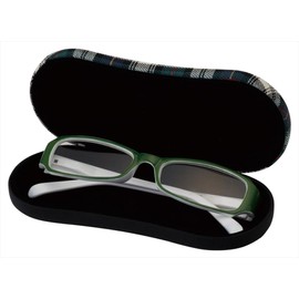 Pearl JT-70 Glasses Case, Checkered Pattern, Hard Type, Green