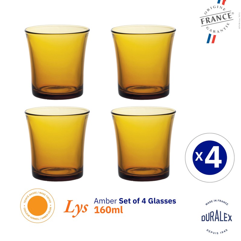 Duralex 21-0228-00 Amber 160cc Set of 4
