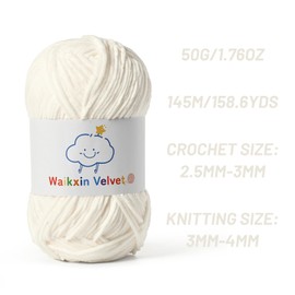 Hilo de chenilla esponjoso para ganchillo, hilo de bebé para ganchillo suave, 50 g/1.76 oz, hilo de terciopelo Amigurumi, hilos de peso para ganchillo para mantas de bebé, manualidades (Blanca de