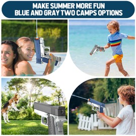  2 Pack Water Gun for Kids - Squirt Guns Water Blaster Soaker 100CC Capacity Water Pistol Toys for Boys Girls Toddlers, Ideal Summer Gifts for Swimming Pool Beach Outdoor Water Toys (Blue Gray)