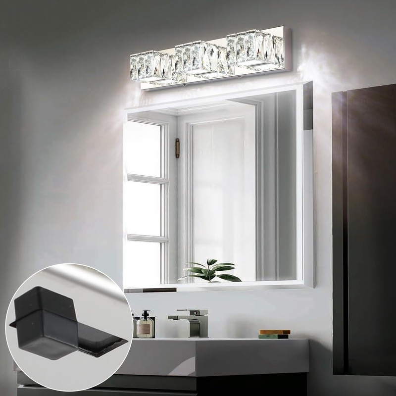 ZUZITO LED Bathroom Light Fixture Modern 3 Light Crystal Vanity