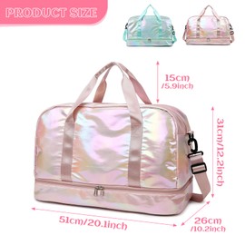 Rapidbok Large Travel Bag with Shoe Compartment, 40L Sports Bag Men Women Waterproof Fitness Bag Dry Wet Separation Luggage Bag Travel Swimming Bag Hand Luggage Bag for Sports Travel, Green, Sports,