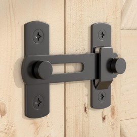 JZVXX Gate Latch, Barn Door Lock, Door Latch Locks for Cabinet, Bathroom, Outdoor, Garage, Garden-Alternative for Backyard Pools, Closet - Black - Carbon Steel(dks180-hs-1)