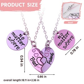 Best Friends Matching Heart Necklaces for Women Besties Birthday Christmas Gifts for Sisters No Matter Where Pendant Necklace for 2 Friend Long Distance Friendship Gifts for Women Friendship Necklaces