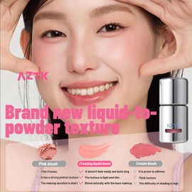 Aztk Liquid Blush, Jelly Color Liquids Blushes with Sponge Head, Matte Nude Makeup Blusher Cream, Lasting, Lightweight, All-day Moisturizing and Smooth, Self-Contained Brush, Portable Makeup (JC07)