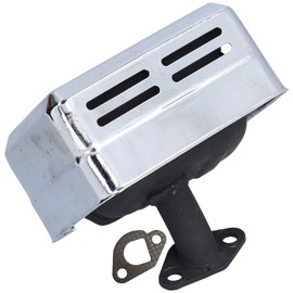 QANYEGN Exhaust Muffler Assembly, Muffler Exhaust Silencer Kit, Noise Reduction, Easy Installation, Metal Silencer Kit W/Gaskets for GX160(Silver)