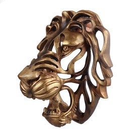 Qukaim 3D Resin Gold Lion Head Home Wall Sculpture Lion Head Art Wall Decoration Resin Sculpture for Living Room 3D Gold Home Wall Mounted Art 15.7 Inches