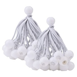 DEDC 50PCS Bungee Balls White 4inch, Marquee Toggles Heavy Duty, Tarp Bungee Cords, Canopy Tarp Tie-Downs Straps, Elastic Ties for Pavilions Camping Tents Cargo Tarpaulins Banner