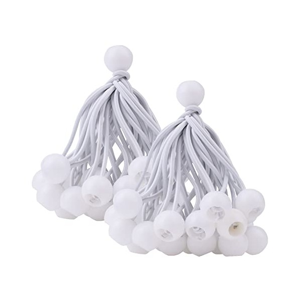 DEDC 50PCS Bungee Balls White 4inch, Marquee Toggles Heavy Duty,