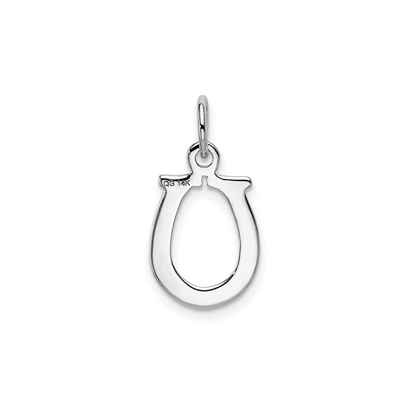 14k White Gold Solid Polished Horseshoe Pendant