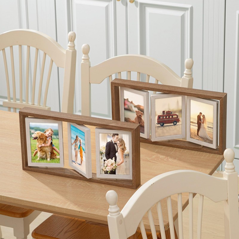 Vicenpal 2 Pack 4x6 Rotating Picture Frame, Double-sided Display 6