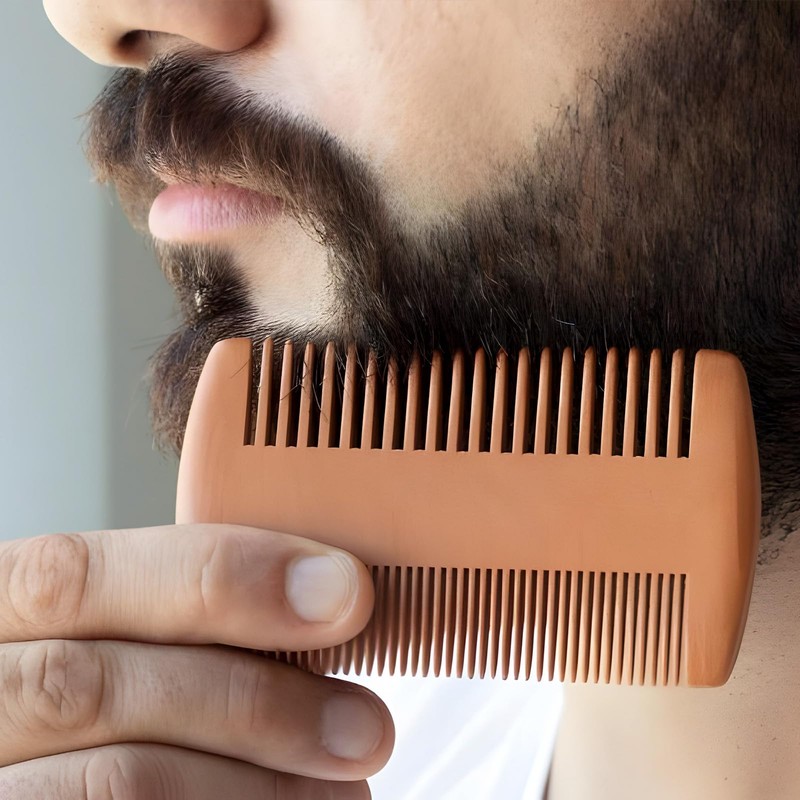 Kootinn Wooden Beard Comb Kit, Dual Action Fine & Coarse