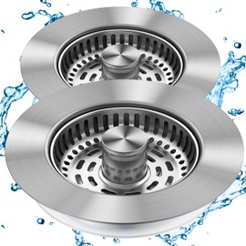 3 in 1 Kitchen Sink Drain Strainer, JOMST Sink Stopper 10,000 Pop-Up Tested Stainless Steel Sink Plug, Fast Drain Deodorizer Anti-Clog, Strainer for Kitchen Standard 3-1/2 Inch Sink Drain Strainer