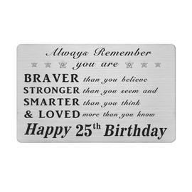 25th 25 Birthday Gifts for Women Men, 25 Year Old Birthday Decorations for Him Her, Meaningful Birthday Engraved Wallet Card Presents
