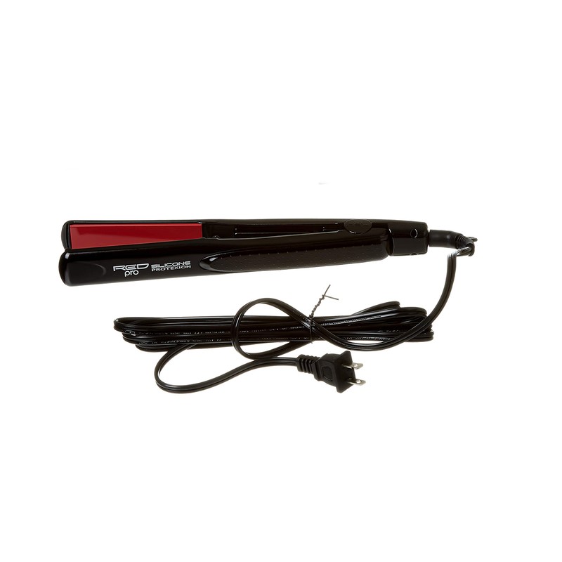 Red Pro Hair Straightener Silicone Protexion Flat Iron 1 Inch,
