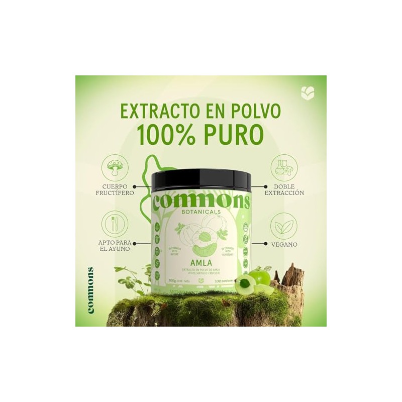 Commons Adaptógenos Amla Extracto Puro Polvo 100 Suplemento Natural Tónico