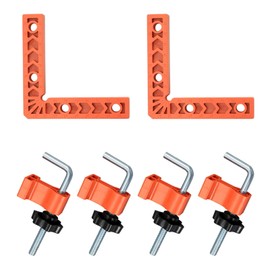 VZU Pack of 2 90 Degree Angle Tensioners, 100 x 100 mm Corner Clamp Woodworking, Corner Tensioner for Woodworking, Positioning Angle with 4 Pieces Adjustable Attachment, for Wood, Picture Frames,